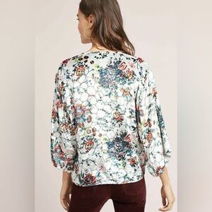 Maeve Anthropologie Umi Velvet Burnout Floral Wrap Blouse